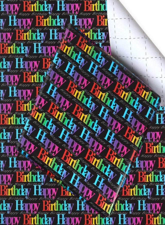 AirCool Happy Birthday Wrapping Paper for Girls Boys Kids Women Men - Gradient Color Gift Wrap With Cut Lines on Reverse - 7 Sheets Folded Flat 20x28 Inches - Image 1